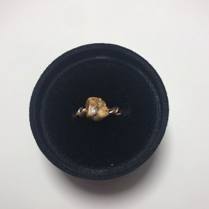 gold wire ring with Brown Jade bead